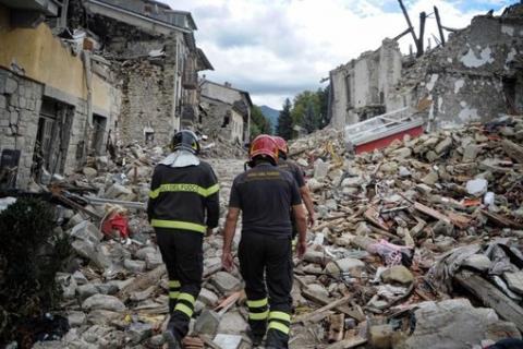 Un'immagine dei crolli ad Amatrice